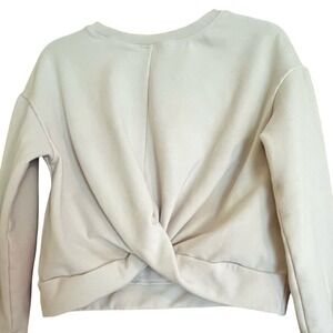 Athleta Girl Kids Cream Twist Back Fleece Sweatshirt Thumbholes Size L 12